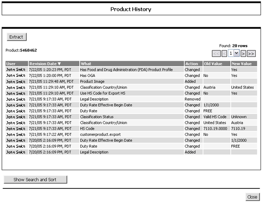 Sample Product History