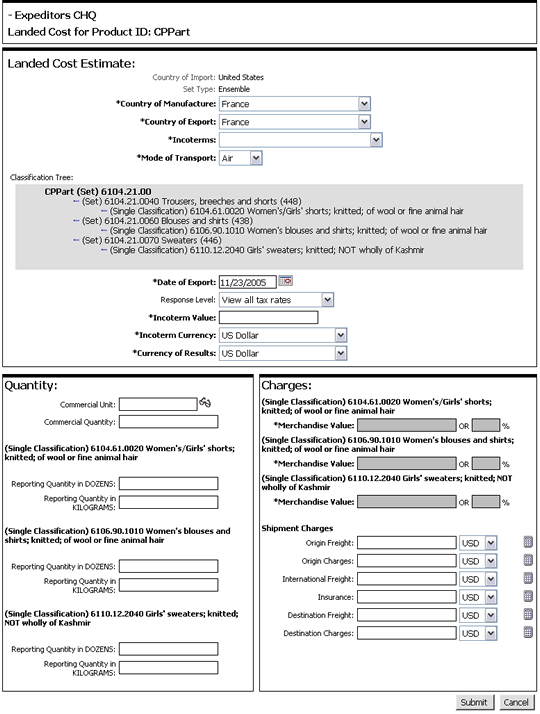 Landed Cost - Set