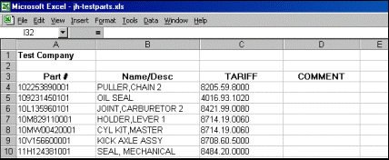 Sample Existing Spreadsheet