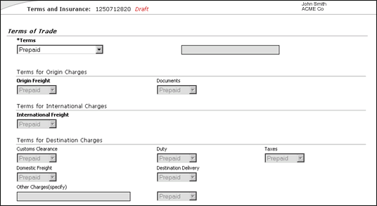 Terms of Trade Section