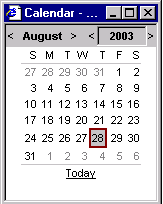 Calendar Pop-up Window